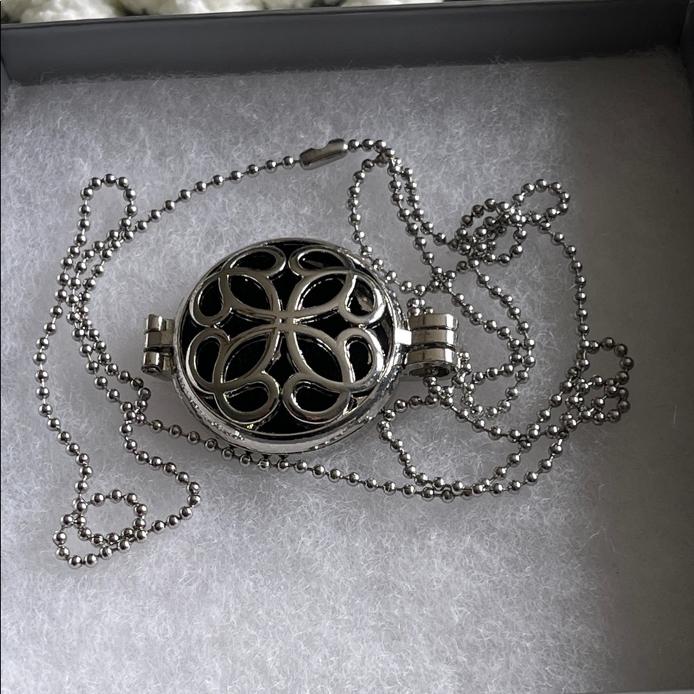 Silver Locket/pendant oil/perfume diffuser with Chain. 30in. New and handmade